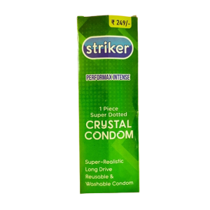 STRIKER- Crystal Condoms Extra Dotted, Washable, White Colour (1 Piece in a Pack)